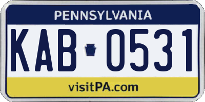 PA license plate KAB0531