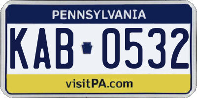 PA license plate KAB0532