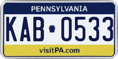 PA license plate KAB0533