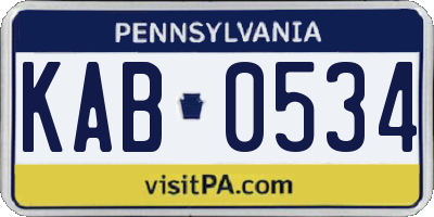 PA license plate KAB0534