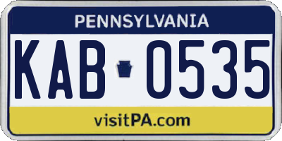 PA license plate KAB0535