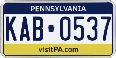 PA license plate KAB0537