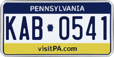 PA license plate KAB0541