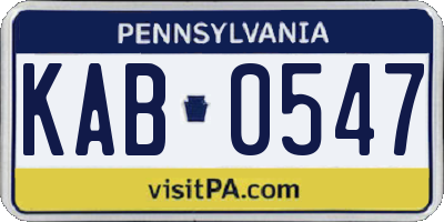 PA license plate KAB0547