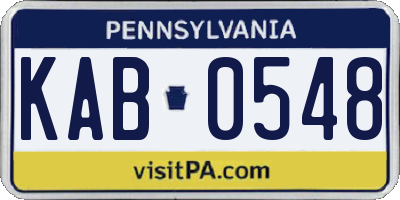 PA license plate KAB0548