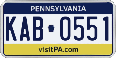 PA license plate KAB0551