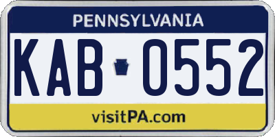 PA license plate KAB0552