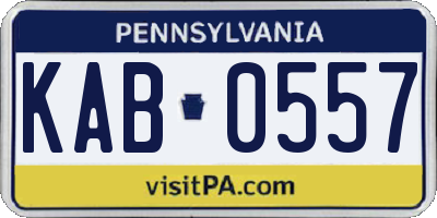 PA license plate KAB0557