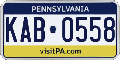 PA license plate KAB0558