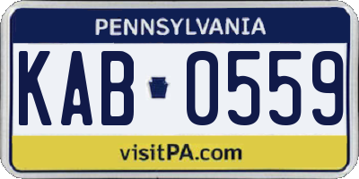 PA license plate KAB0559