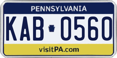 PA license plate KAB0560