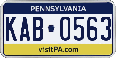 PA license plate KAB0563