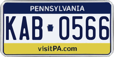 PA license plate KAB0566