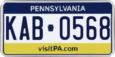 PA license plate KAB0568