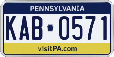 PA license plate KAB0571