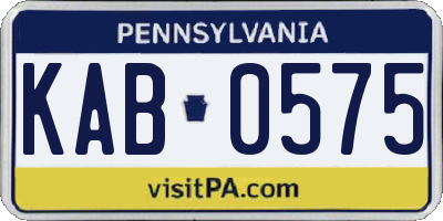 PA license plate KAB0575