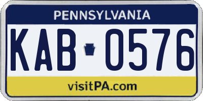 PA license plate KAB0576