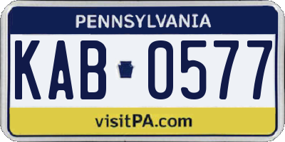 PA license plate KAB0577