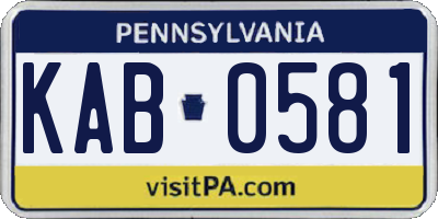 PA license plate KAB0581
