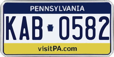 PA license plate KAB0582