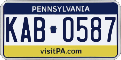PA license plate KAB0587