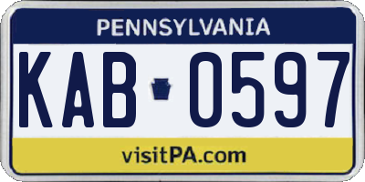 PA license plate KAB0597