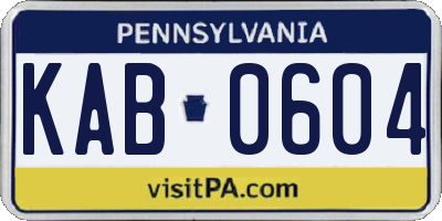 PA license plate KAB0604