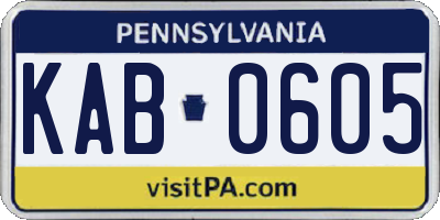 PA license plate KAB0605