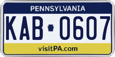 PA license plate KAB0607