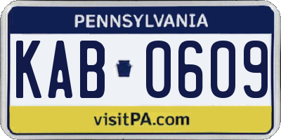 PA license plate KAB0609