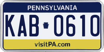 PA license plate KAB0610