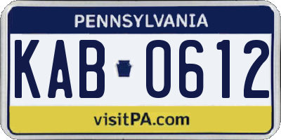 PA license plate KAB0612