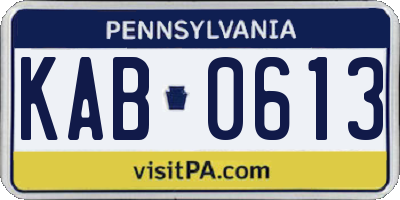 PA license plate KAB0613