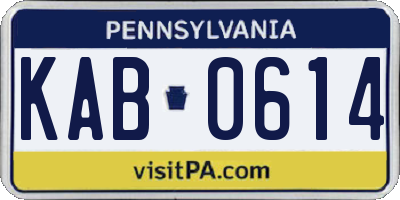 PA license plate KAB0614