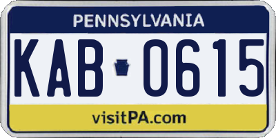 PA license plate KAB0615
