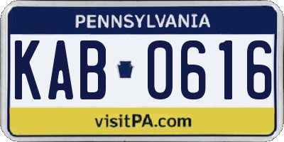 PA license plate KAB0616