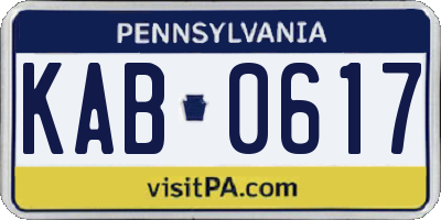PA license plate KAB0617