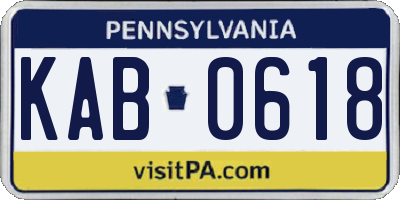 PA license plate KAB0618