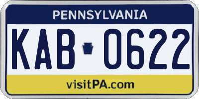 PA license plate KAB0622
