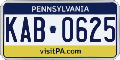 PA license plate KAB0625