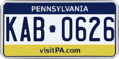 PA license plate KAB0626