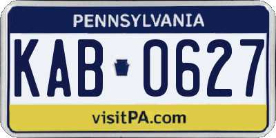 PA license plate KAB0627