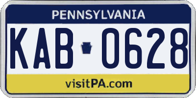 PA license plate KAB0628