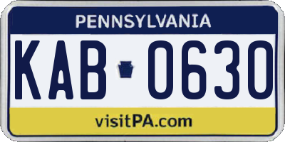 PA license plate KAB0630