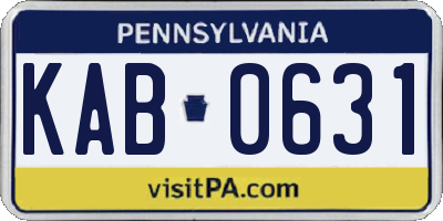 PA license plate KAB0631