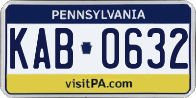 PA license plate KAB0632