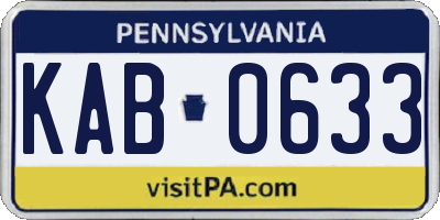 PA license plate KAB0633