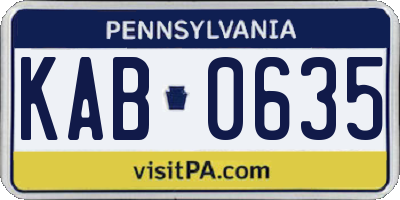 PA license plate KAB0635