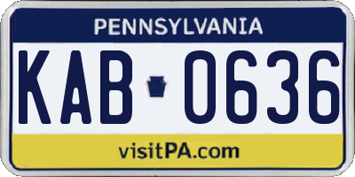 PA license plate KAB0636