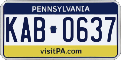 PA license plate KAB0637